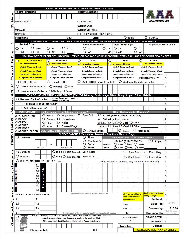 Order Form 2026 2027